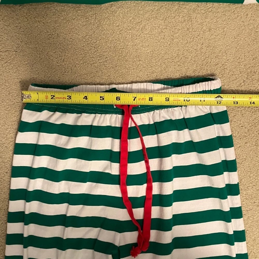 Green and White Striped Pajama Set small holiday Christmas - Picture 9 of 14